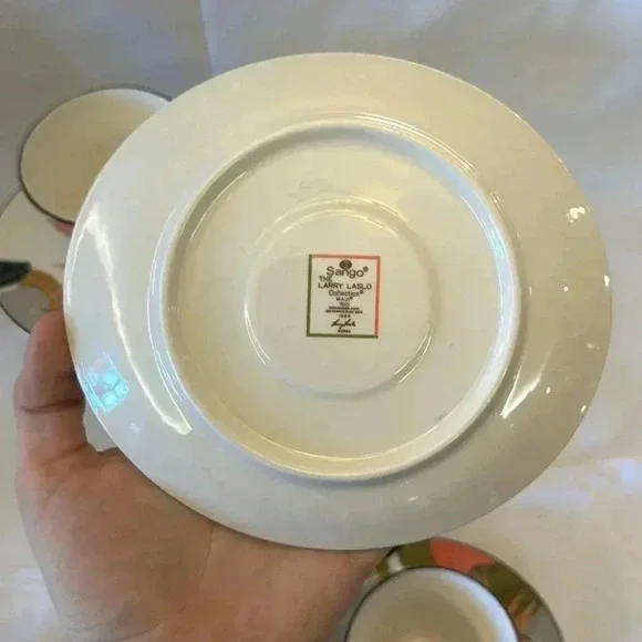 Gorgeous SANGO Larry Laslo MAUI Cup & Oval Saucer 8 pcs Hawaiian Flower - Picture 8 of 8